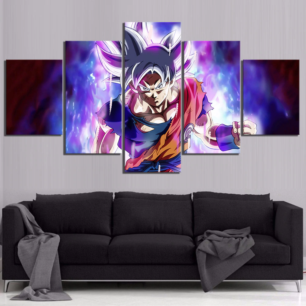 Dragon Ball - 5 Pieces Wall Art - Mastered Ultra Instinct Goku - Printed Wall Pictures Home Decor - Dragon Ball Poster - Dragon Ball Canvas