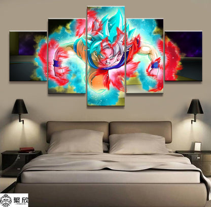 Dragon Ball - 5 Pieces Wall Art - Goku - Super Saiyan Blue - Printed Wall Pictures Home Decor - Dragon Ball Poster - Dragon Ball Canvas
