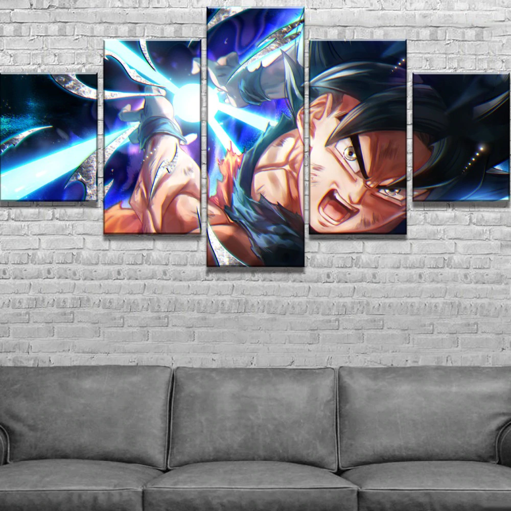 Dragon Ball - 5 Pieces Wall Art - Mastered Ultra Instinct Goku - Printed Wall Pictures Home Decor - Dragon Ball Poster - Dragon Ball Canvas