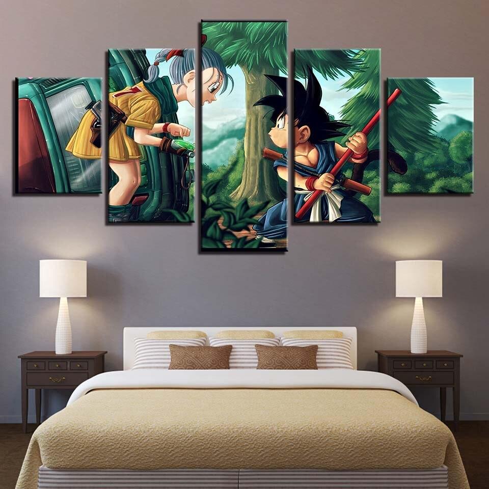 Dragon Ball - 5 Pieces Wall Art - Bulma - Kid Goku - Printed Wall Pictures Home Decor - Dragon Ball Poster - Dragon Ball Canvas