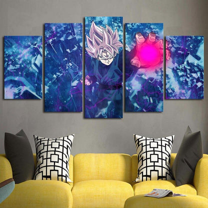 Dragon Ball - 5 Pieces Wall Art - Black Boku - Super Saiyan Rose - Printed Wall Pictures Home Decor - Dragon Ball Poster - Dragon Ball Canvas