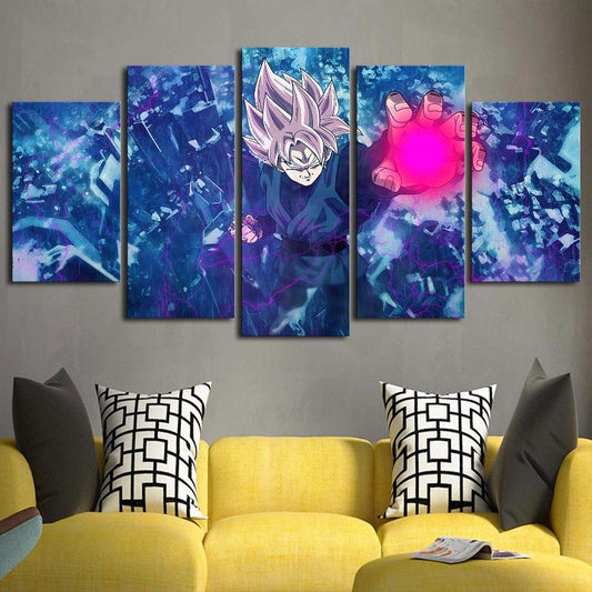 Dragon Ball - 5 Pieces Wall Art - Black Boku - Super Saiyan Rose - Printed Wall Pictures Home Decor - Dragon Ball Poster - Dragon Ball Canvas