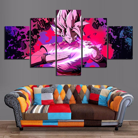 Dragon Ball - 5 Pieces Wall Art - Black Goku - Super Saiyan Rose - Printed Wall Pictures Home Decor - Dragon Ball Poster - Dragon Ball Canvas