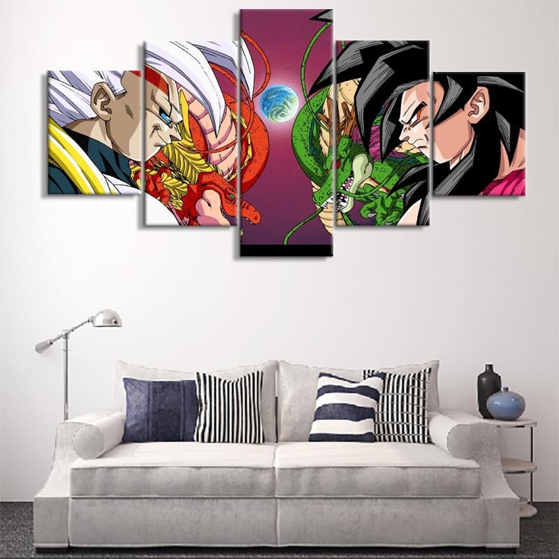 Dragon Ball - 5 Pieces Wall Art - Goku Supper Sayan 4 - Printed Wall Pictures Home Decor - Dragon Ball Poster - Dragon Ball Canvas