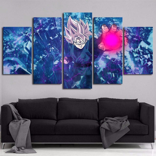 Dragon Ball - 5 Pieces Wall Art - Black Boku - Super Saiyan Rose - Printed Wall Pictures Home Decor - Dragon Ball Poster - Dragon Ball Canvas