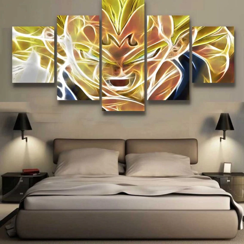 Dragon Ball - 5 Pieces Wall Art - Super Saiyan Vegeta - Printed Wall Pictures Home Decor - Dragon Ball Poster - Dragon Ball Canvas