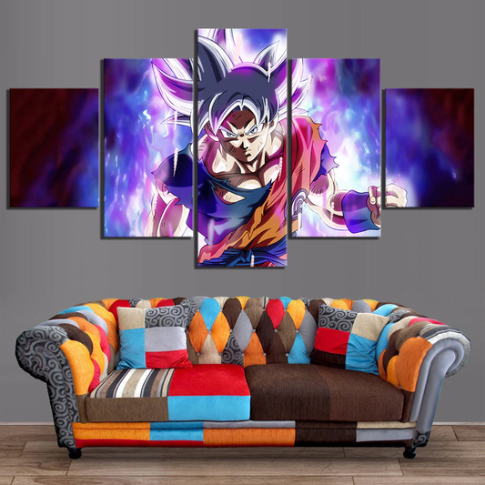 Dragon Ball - 5 Pieces Wall Art - Mastered Ultra Instinct Goku - Printed Wall Pictures Home Decor - Dragon Ball Poster - Dragon Ball Canvas