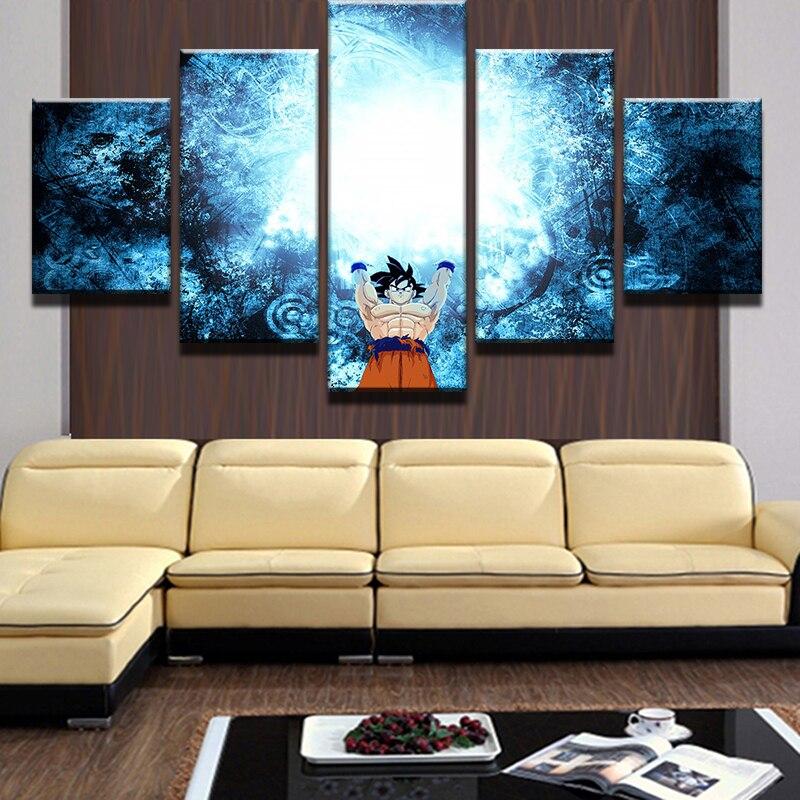 Dragon Ball - 5 Pieces Wall Art - Goku - Genki - Printed Wall Pictures Home Decor - Dragon Ball Poster - Dragon Ball Canvas