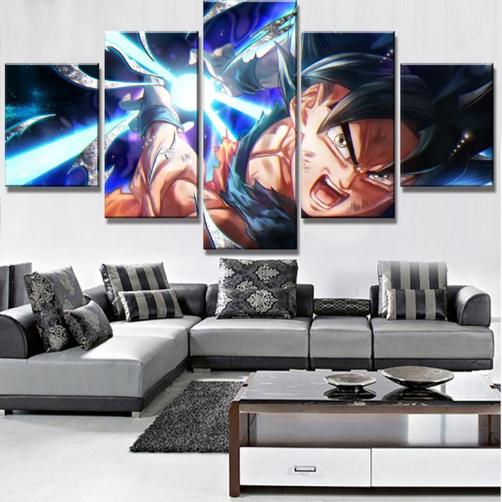 Dragon Ball - 5 Pieces Wall Art - Mastered Ultra Instinct Goku - Printed Wall Pictures Home Decor - Dragon Ball Poster - Dragon Ball Canvas