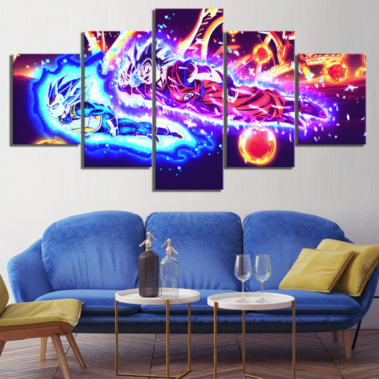 Dragon Ball - 5 Pieces Wall Art - Mastered Ultra Instinct Goku - Super Saiyan Blue Vegeta - Printed Wall Pictures Home Decor - Dragon Ball Poster - Dragon Ball Canvas