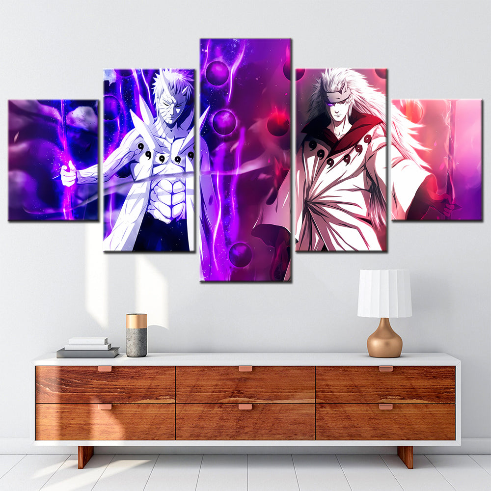 Naruto - 5 Pieces Wall Art - Madara Uchiha - Obito Uchiha - Printed Wall Pictures Home Decor - Naruto Poster - Naruto Canvas