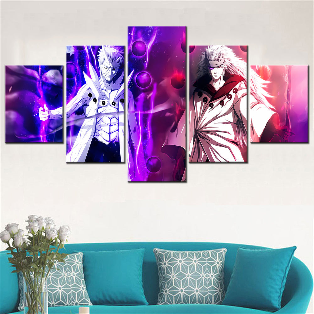 Naruto - 5 Pieces Wall Art - Madara Uchiha - Obito Uchiha - Printed Wall Pictures Home Decor - Naruto Poster - Naruto Canvas