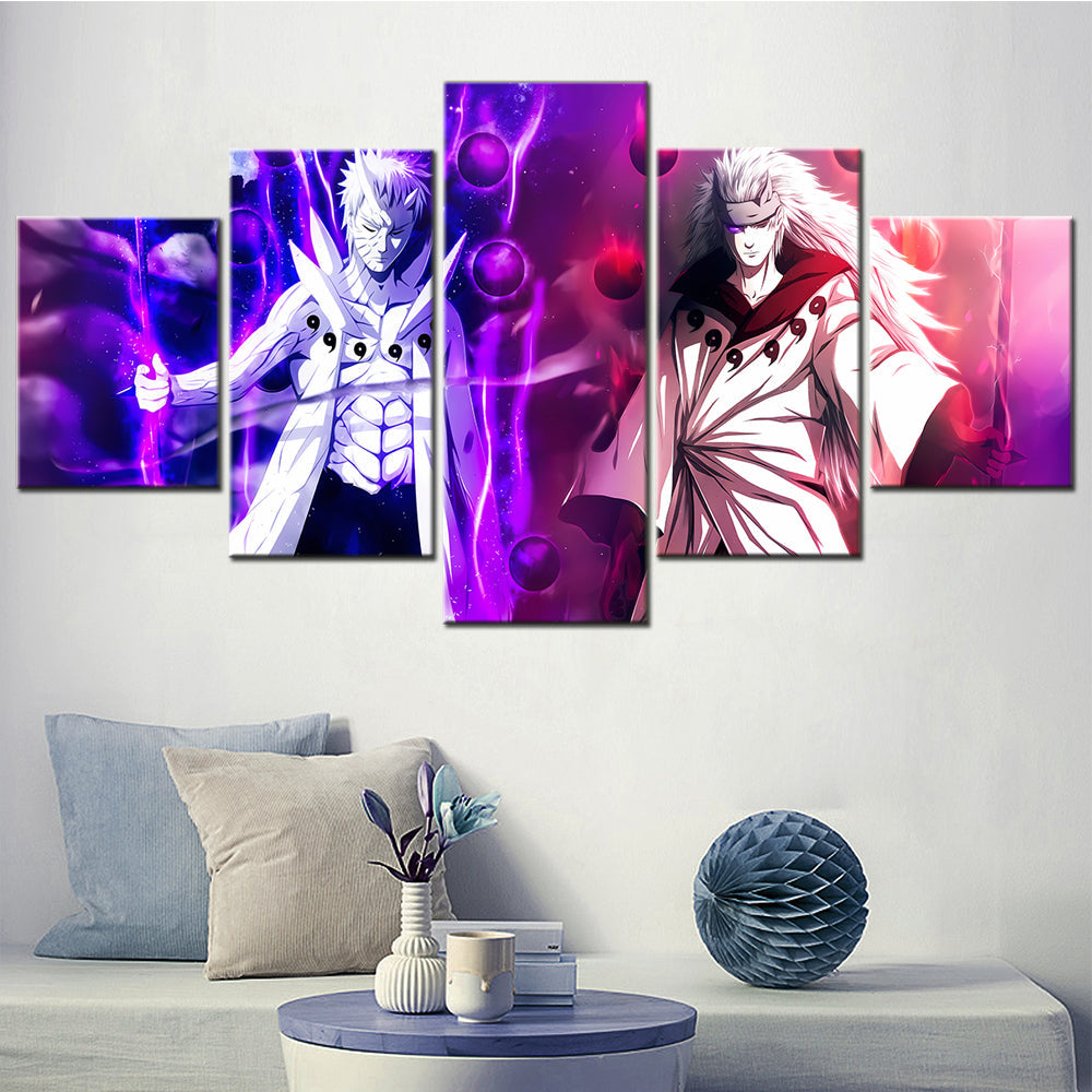 Naruto - 5 Pieces Wall Art - Madara Uchiha - Obito Uchiha - Printed Wall Pictures Home Decor - Naruto Poster - Naruto Canvas