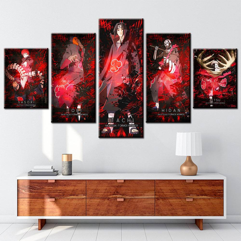 Naruto - 5 Pieces Wall Art - Sasori - Uchiha Obito - Uchiha Itachi - Hidan Zetsu - Printed Wall Pictures Home Decor - Naruto Poster - Naruto Canvas