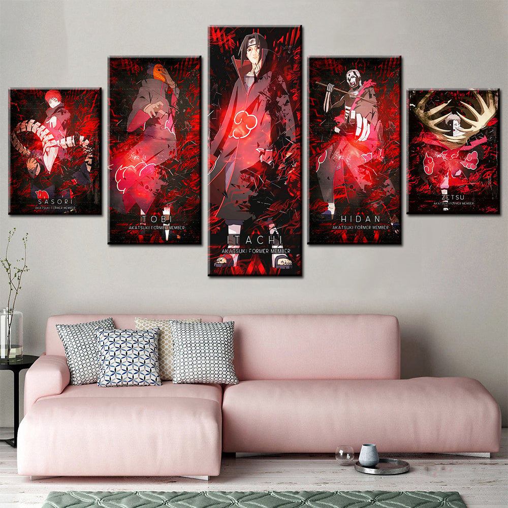 Naruto - 5 Pieces Wall Art - Sasori - Uchiha Obito - Uchiha Itachi - Hidan Zetsu - Printed Wall Pictures Home Decor - Naruto Poster - Naruto Canvas