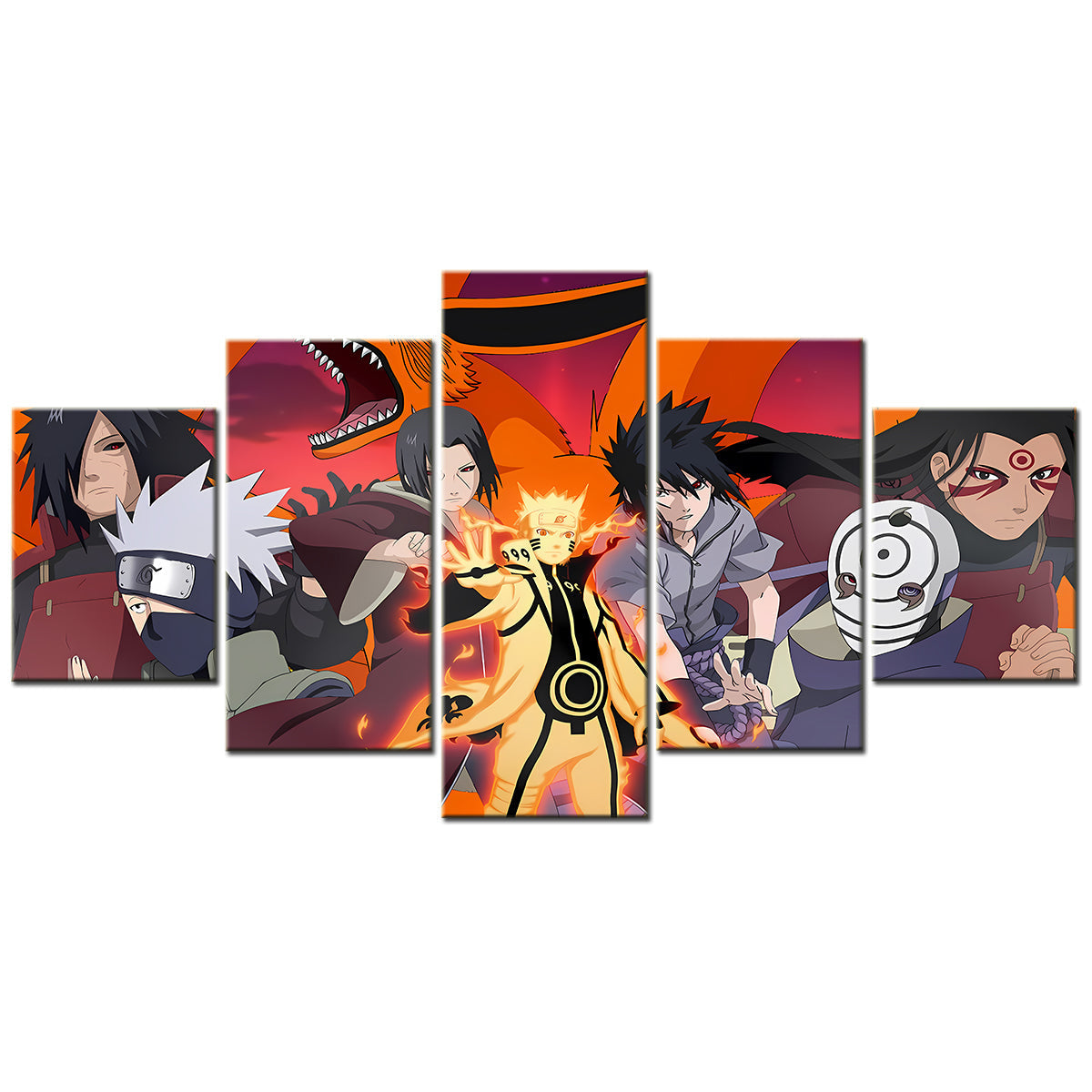 Naruto - 5 Pieces Wall Art - Uchiha Itachi - Hatake Kakashi - Uchiha Itachi - Uzumaki Naruto - Uchiha Sasuke - Printed Wall Pictures Home Decor - Naruto Poster - Naruto Canvas