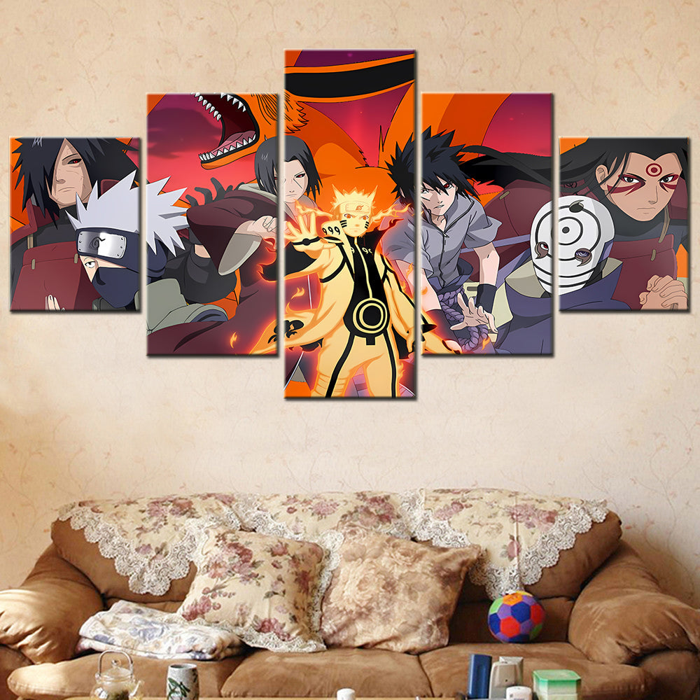 Naruto - 5 Pieces Wall Art - Uchiha Itachi - Hatake Kakashi - Uchiha Itachi - Uzumaki Naruto - Uchiha Sasuke - Printed Wall Pictures Home Decor - Naruto Poster - Naruto Canvas