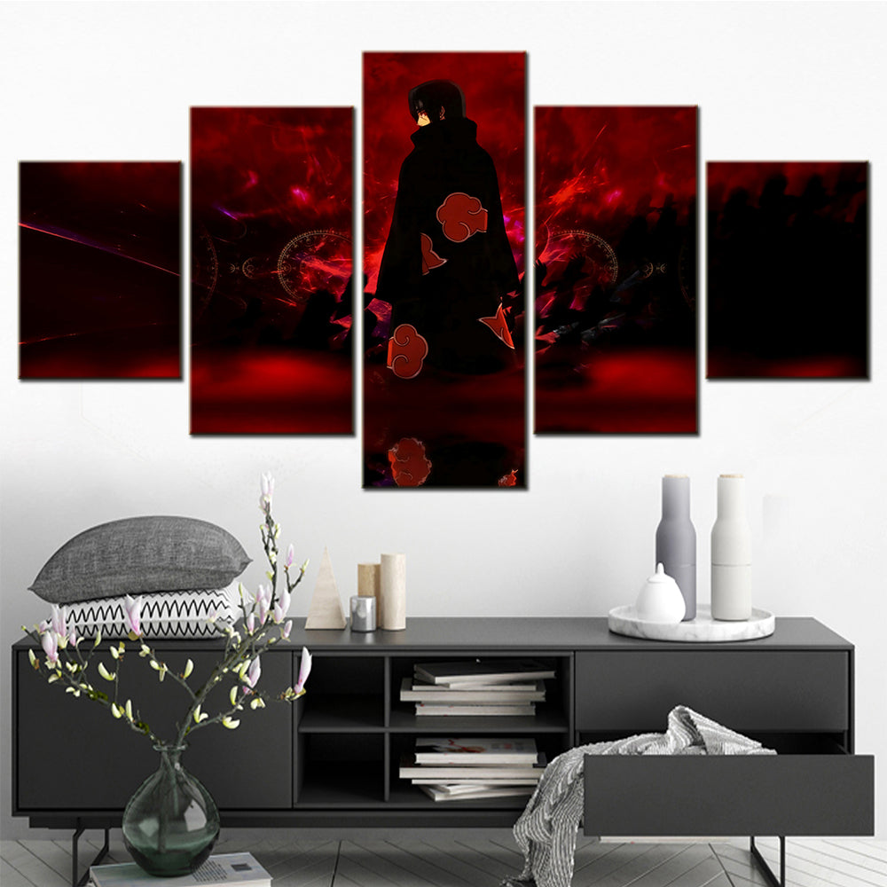 Naruto - 5 Pieces Wall Art - Uchiha Sasuke - Printed Wall Pictures Home Decor - Naruto Poster - Naruto Canvas