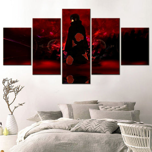 Naruto - 5 Pieces Wall Art - Uchiha Sasuke - Printed Wall Pictures Home Decor - Naruto Poster - Naruto Canvas
