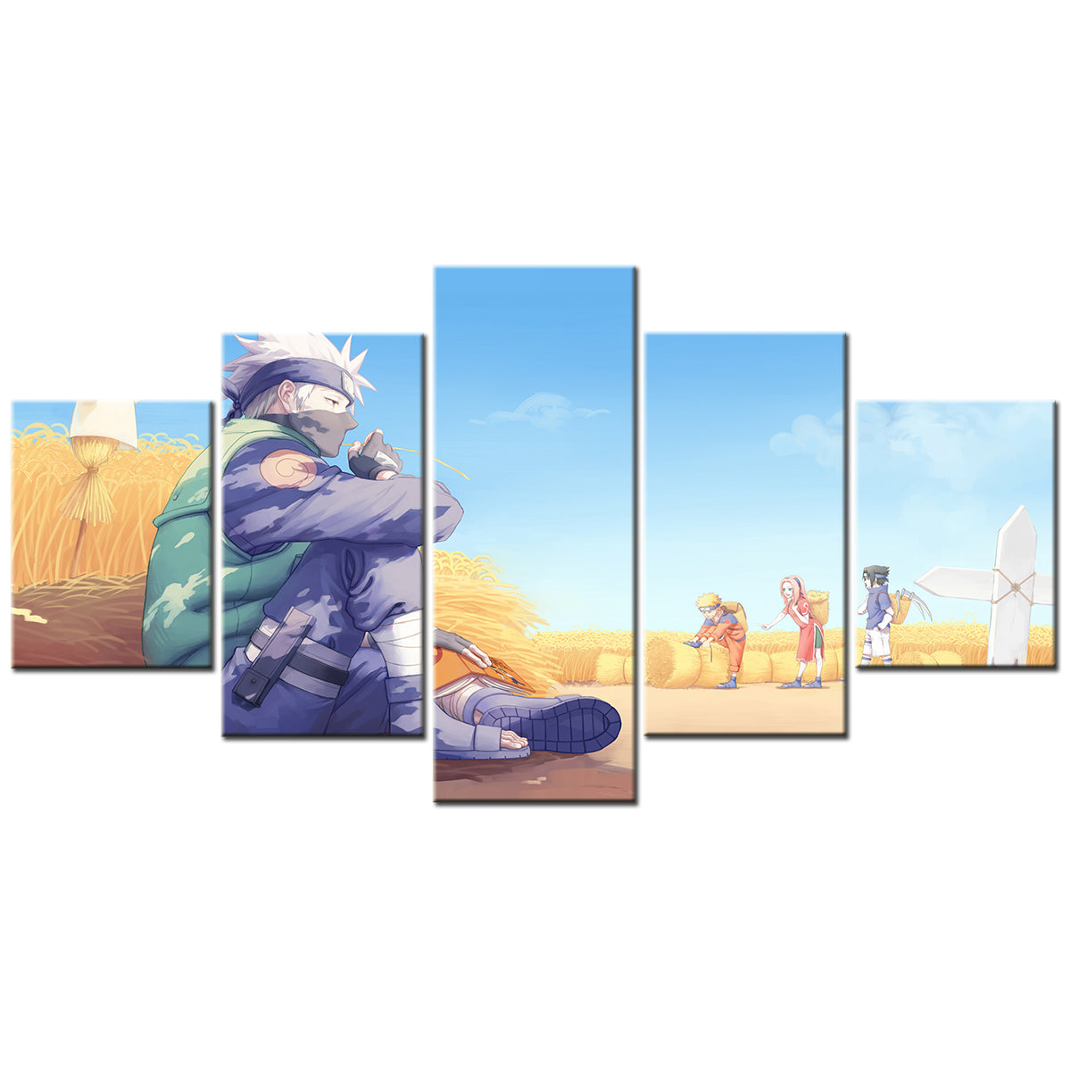 Naruto - 5 Pieces Wall Art - Uzumaki Naruto - Hatake Kakashi - Uchiha Sasuke - Haruno Sakura - Printed Wall Pictures Home Decor - Naruto Poster - Naruto Canvas