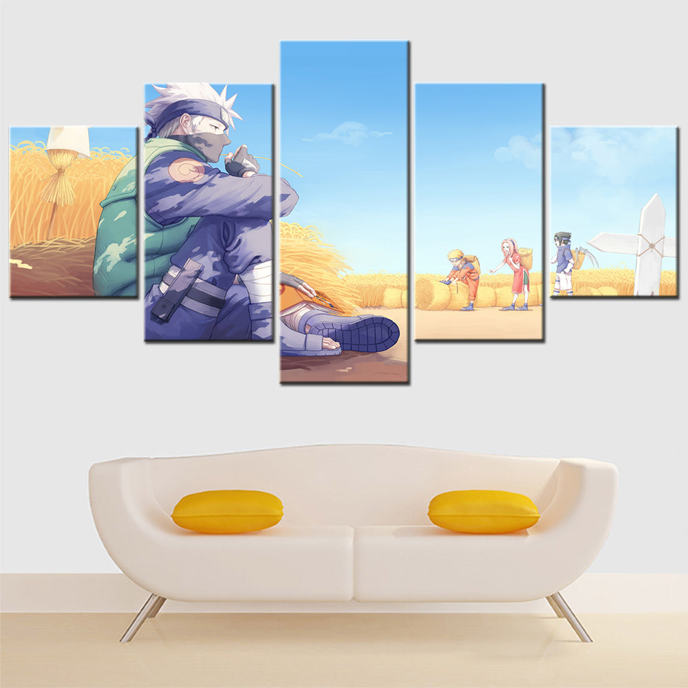 Naruto - 5 Pieces Wall Art - Uzumaki Naruto - Hatake Kakashi - Uchiha Sasuke - Haruno Sakura - Printed Wall Pictures Home Decor - Naruto Poster - Naruto Canvas