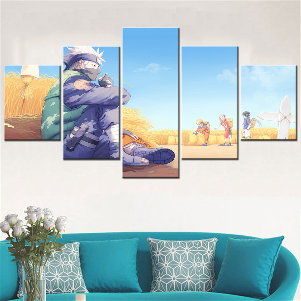 Naruto - 5 Pieces Wall Art - Uzumaki Naruto - Hatake Kakashi - Uchiha Sasuke - Haruno Sakura - Printed Wall Pictures Home Decor - Naruto Poster - Naruto Canvas