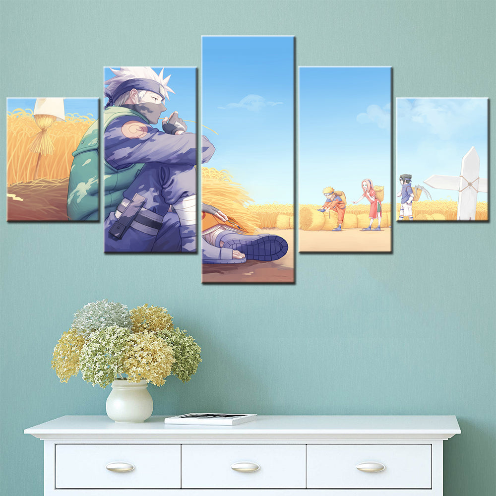 Naruto - 5 Pieces Wall Art - Uzumaki Naruto - Hatake Kakashi - Uchiha Sasuke - Haruno Sakura - Printed Wall Pictures Home Decor - Naruto Poster - Naruto Canvas