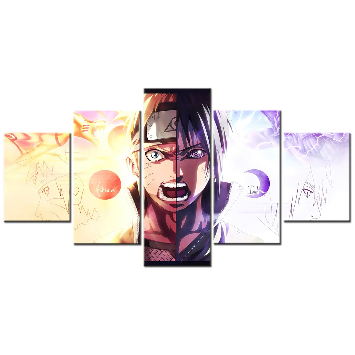 Naruto - 5 Pieces Wall Art - Uzumaki Naruto - Uchiha Izuna - Printed Wall Pictures Home Decor - Naruto Poster - Naruto Canvas