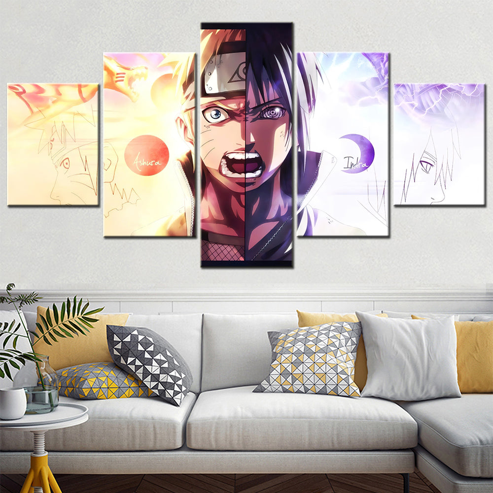 Naruto - 5 Pieces Wall Art - Uzumaki Naruto - Uchiha Izuna - Printed Wall Pictures Home Decor - Naruto Poster - Naruto Canvas