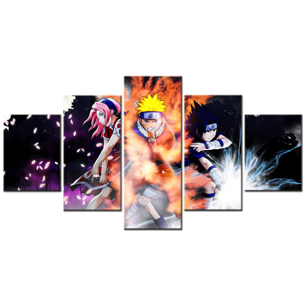 Naruto - 5 Pieces Wall Art - Uzumaki Naruto - Uchiha Sasuke - Haruno Sakura - Printed Wall Pictures Home Decor - Naruto Poster - Naruto Canvas