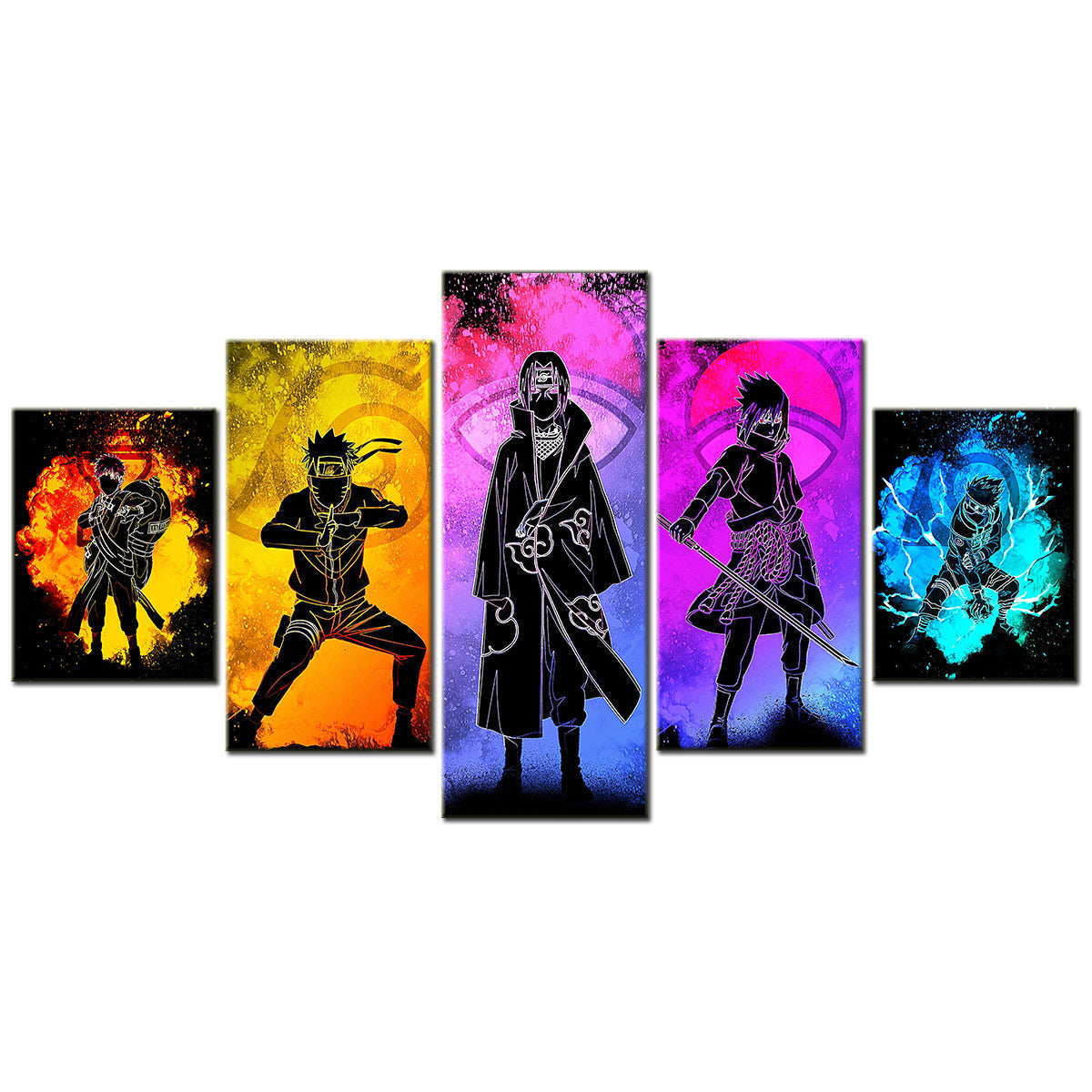 Naruto - 5 Pieces Wall Art - Uzumaki Naruto - Uchiha Sasuke - Hatake Kakashi - Namikaze Minato - Printed Wall Pictures Home Decor - Naruto Poster - Naruto Canvas