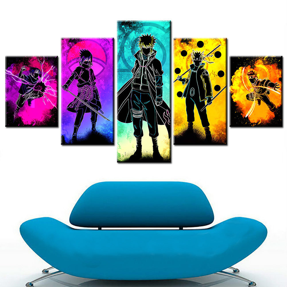 Naruto - 5 Pieces Wall Art - Uzumaki Naruto - Uchiha Sasuke - Namikaze Minato - Hatake Kakashi - Uchiha Itachi - Printed Wall Pictures Home Decor - Naruto Poster - Naruto Canvas