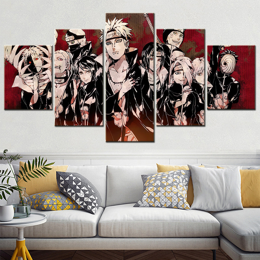 Naruto - 5 Pieces Wall Art - Uzumaki Naruto - Uchiha Sasuke - Namikaze Minato - Hatake Kakashi - Uchiha Itachi 2 - Printed Wall Pictures Home Decor - Naruto Poster - Naruto Canvas