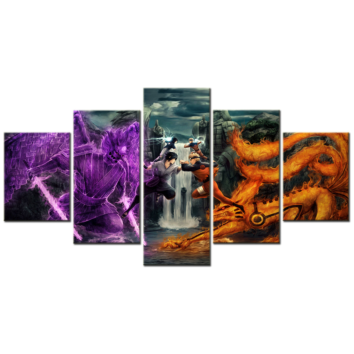 Naruto - 5 Pieces Wall Art - Uzumaki Naruto - Uchiha Sasuke - Printed Wall Pictures Home Decor - Naruto Poster - Naruto Canvas