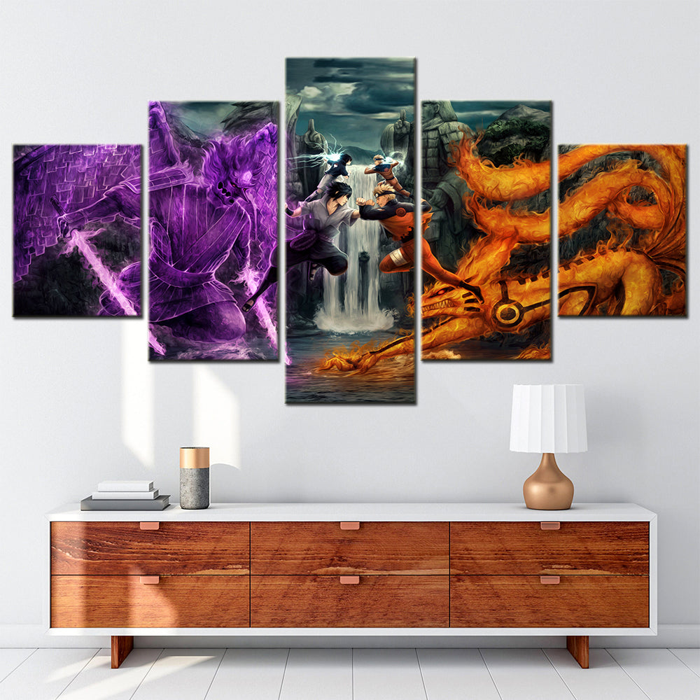 Naruto - 5 Pieces Wall Art - Uzumaki Naruto - Uchiha Sasuke - Printed Wall Pictures Home Decor - Naruto Poster - Naruto Canvas