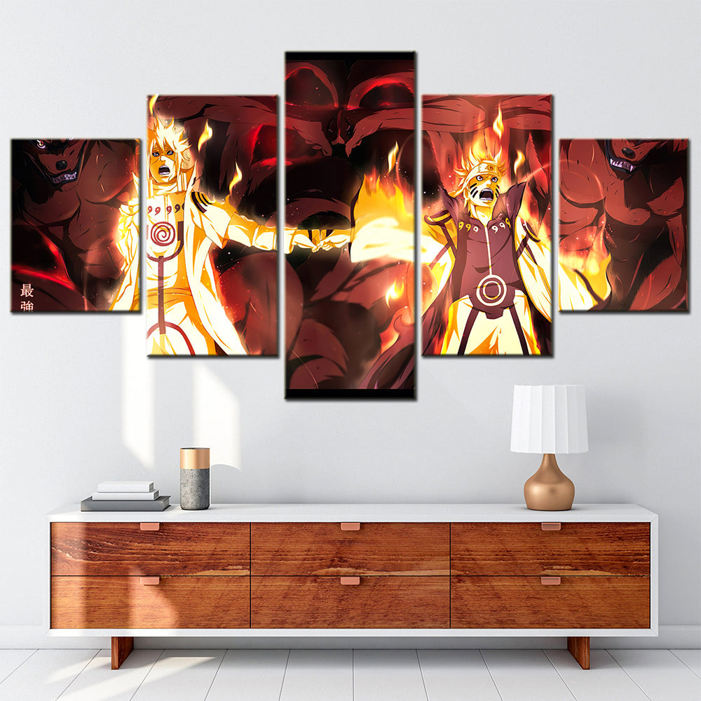 Naruto - 5 Pieces Wall Art - Uzumaki Naruto - Uchiha Sasuke 9 - Printed Wall Pictures Home Decor - Naruto Poster - Naruto Canvas