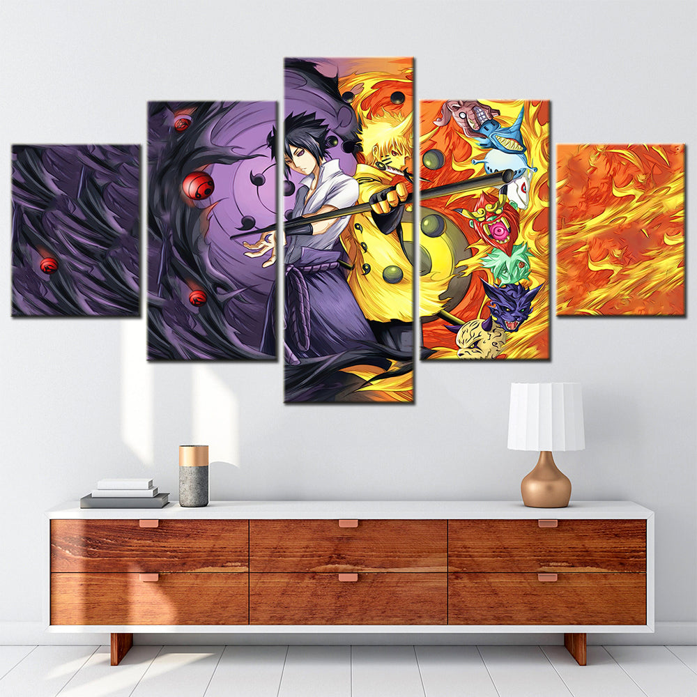 Naruto - 5 Pieces Wall Art - Uzumaki Naruto - Uchiha Sasuke 5 - Printed Wall Pictures Home Decor - Naruto Poster - Naruto Canvas