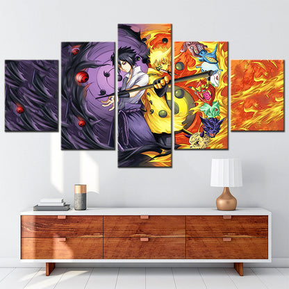 Naruto - 5 Pieces Wall Art - Uzumaki Naruto - Uchiha Sasuke 5 - Printed Wall Pictures Home Decor - Naruto Poster - Naruto Canvas