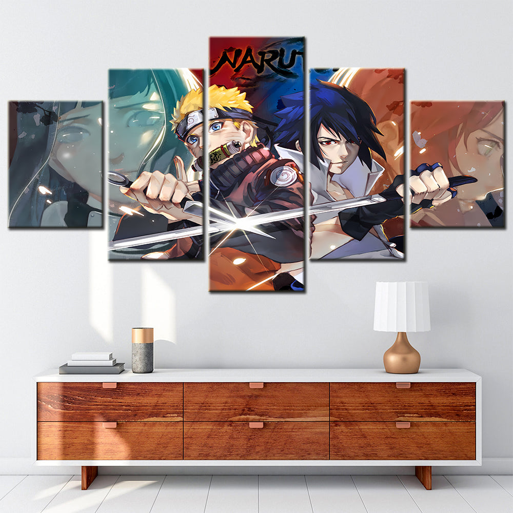 Naruto - 5 Pieces Wall Art - Uzumaki Naruto - Uchiha Sasuke 4 - Printed Wall Pictures Home Decor - Naruto Poster - Naruto Canvas