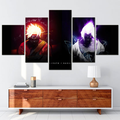 Naruto - 5 Pieces Wall Art - Uzumaki Naruto - Uchiha Sasuke 8 - Printed Wall Pictures Home Decor - Naruto Poster - Naruto Canvas