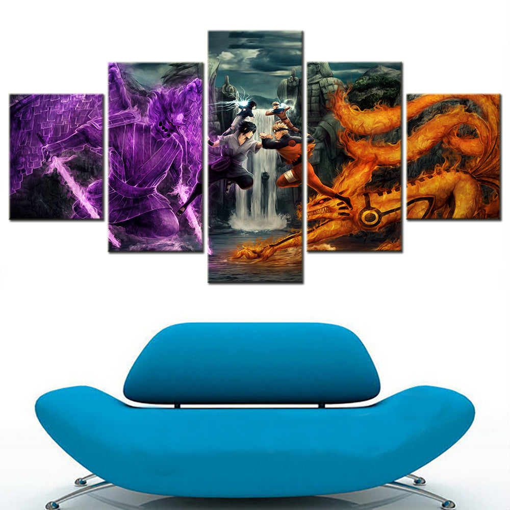 Naruto - 5 Pieces Wall Art - Uzumaki Naruto - Uchiha Sasuke - Printed Wall Pictures Home Decor - Naruto Poster - Naruto Canvas