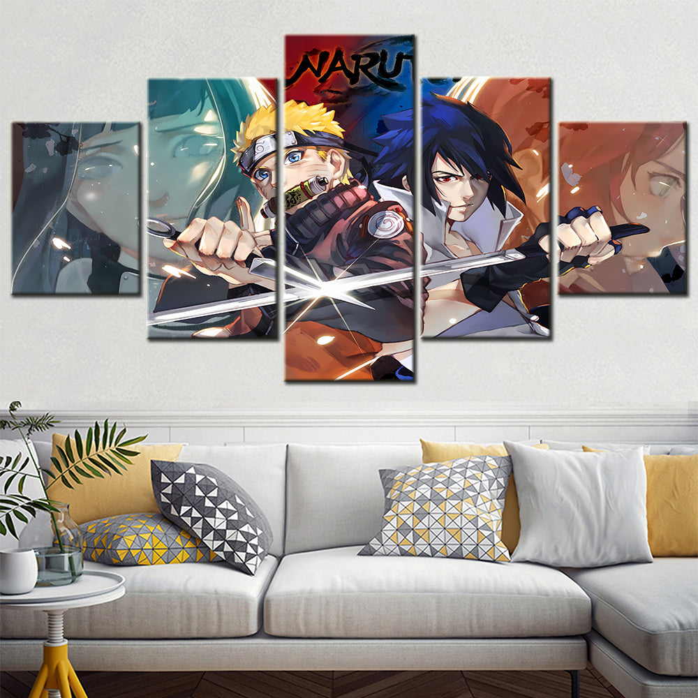 Naruto - 5 Pieces Wall Art - Uzumaki Naruto - Uchiha Sasuke 4 - Printed Wall Pictures Home Decor - Naruto Poster - Naruto Canvas