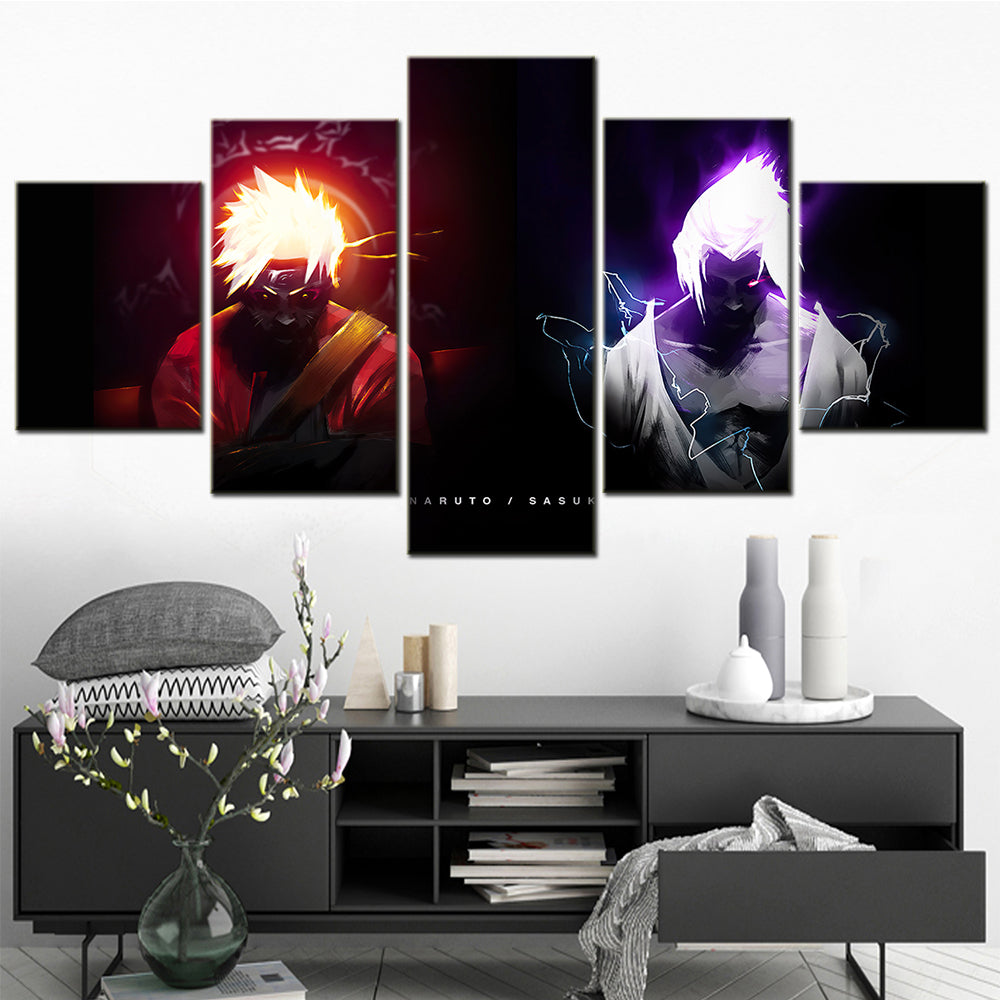 Naruto - 5 Pieces Wall Art - Uzumaki Naruto - Uchiha Sasuke 8 - Printed Wall Pictures Home Decor - Naruto Poster - Naruto Canvas