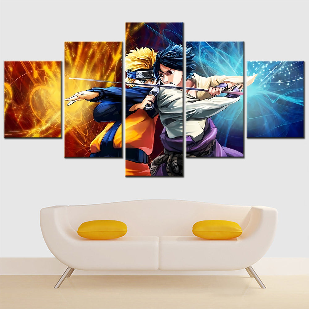 Naruto - 5 Pieces Wall Art - Uzumaki Naruto - Uchiha Sasuke 3 - Printed Wall Pictures Home Decor - Naruto Poster - Naruto Canvas