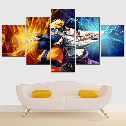 Naruto - 5 Pieces Wall Art - Uzumaki Naruto - Uchiha Sasuke 3 - Printed Wall Pictures Home Decor - Naruto Poster - Naruto Canvas