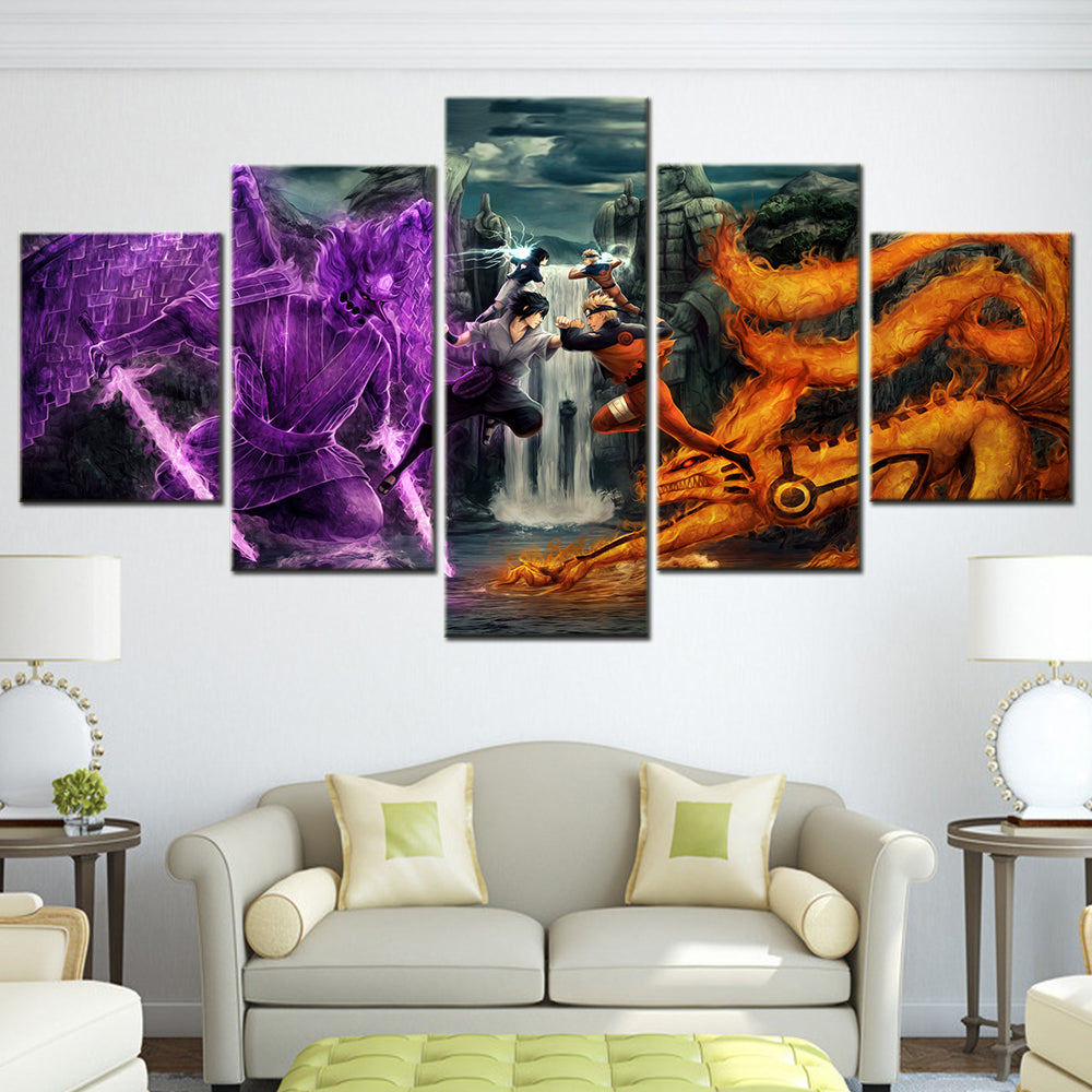 Naruto - 5 Pieces Wall Art - Uzumaki Naruto - Uchiha Sasuke - Printed Wall Pictures Home Decor - Naruto Poster - Naruto Canvas