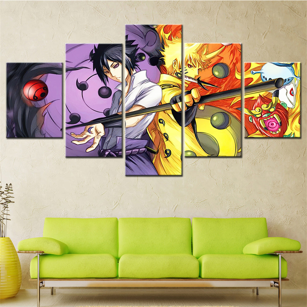 Naruto - 5 Pieces Wall Art - Uzumaki Naruto - Uchiha Sasuke 6 - Printed Wall Pictures Home Decor - Naruto Poster - Naruto Canvas