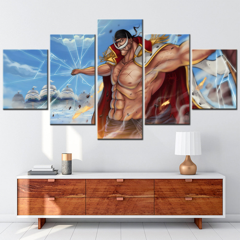 One Piece - 5 Pieces Wall Art - Edward Newgate - Printed Wall Pictures Home Decor - One Piece Poster - One Piece Canvas