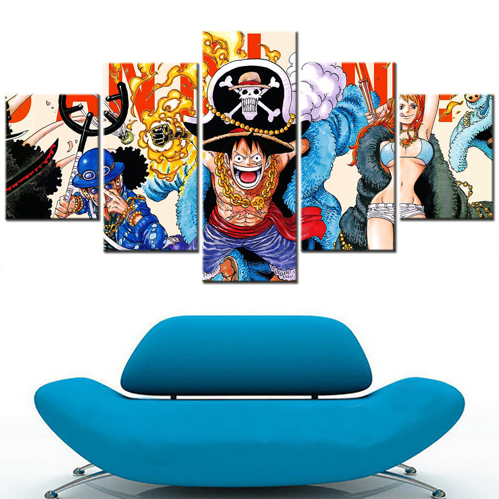 One Piece - 5 Pieces Wall Art - Monkey D. Luffy - Nami - Sabo - Printed Wall Pictures Home Decor - One Piece Poster - One Piece Canvas