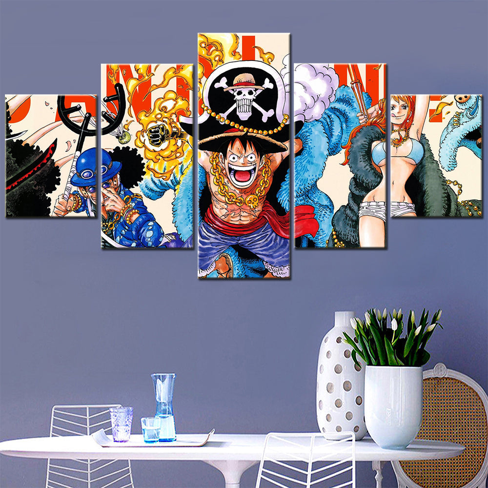 One Piece - 5 Pieces Wall Art - Monkey D. Luffy - Nami - Sabo - Printed Wall Pictures Home Decor - One Piece Poster - One Piece Canvas